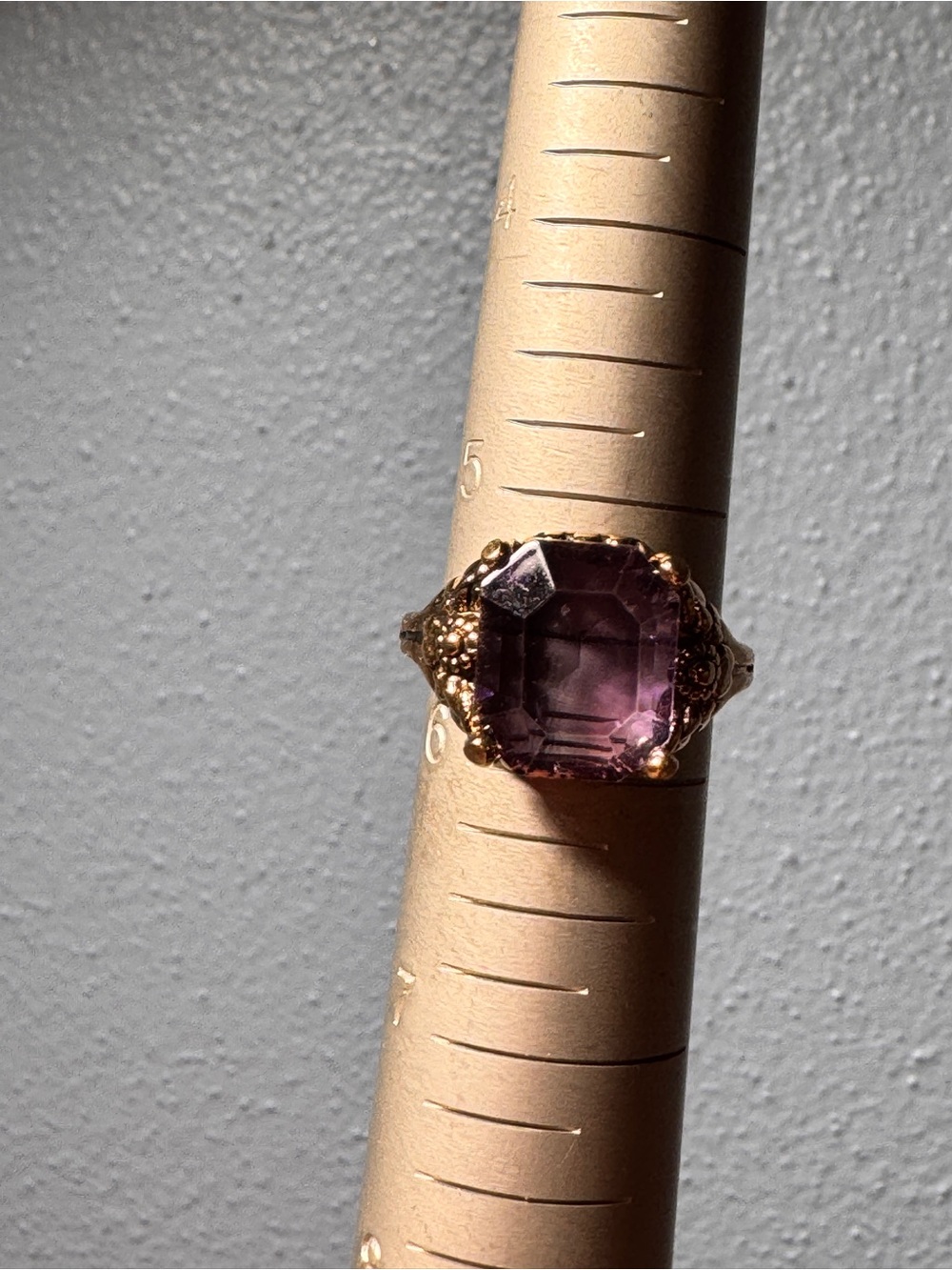 Silver Tone Ring with Purple Stone